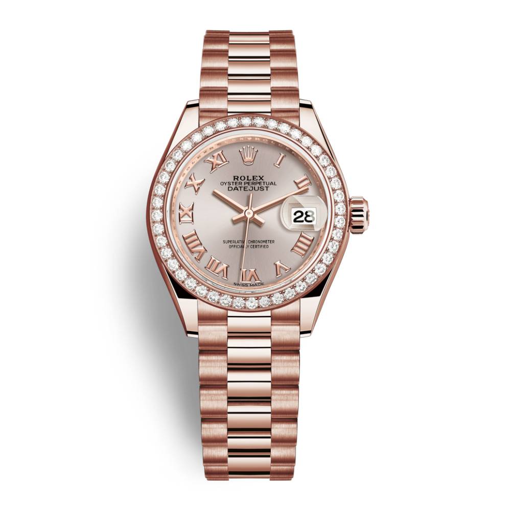 Rolex Lady Datejust 28mm - Ref: 279135rbr-0013 - Sundust Dial, 18K Rose Gold President Bracelet Women's Watch