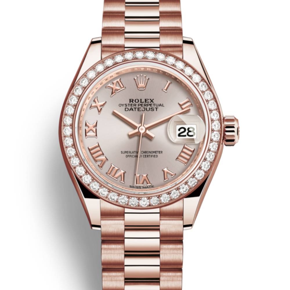 Rolex Lady Datejust 28mm - Ref: 279135rbr-0013 - Sundust Dial, 18K Rose Gold President Bracelet Women's Watch