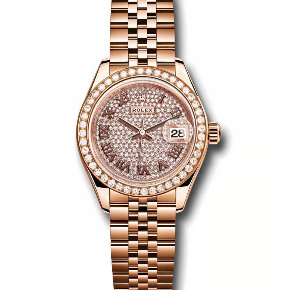 Rolex Lady Datejust 28mm - Ref: 279135rbr dprj - Sundust Diamond Dial, 18K Rose Gold Jubilee Bracelet Women's Watch