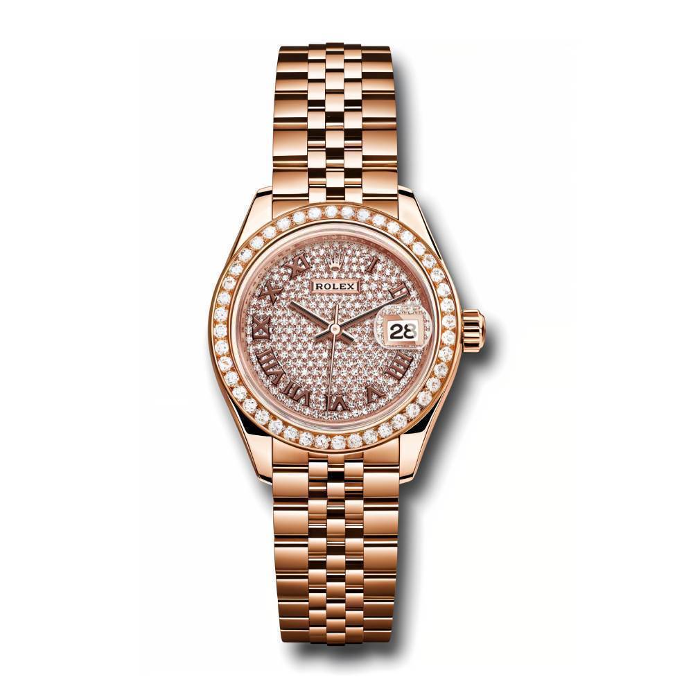 Rolex Lady Datejust 28mm - Ref: 279135rbr dprj - Sundust Diamond Dial, 18K Rose Gold Jubilee Bracelet Women's Watch