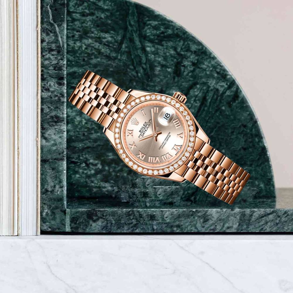 Rolex Lady Datejust 28mm - Ref: 279135rbr srj - Sundust Dial, 18K Rose Gold Jubilee Bracelet Women's Watch
