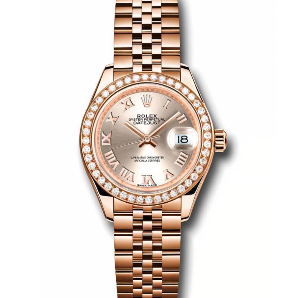 Rolex Lady Datejust 28mm - Ref: 279135rbr srj - Sundust Dial, 18K Rose Gold Jubilee Bracelet Women's Watch