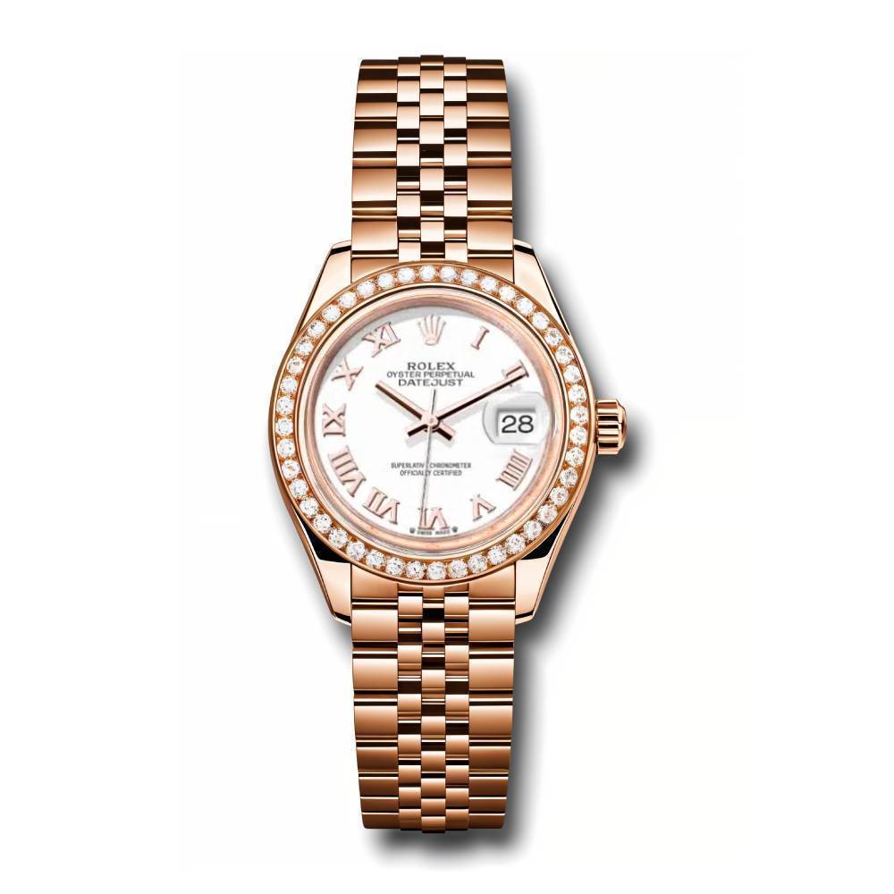 Rolex Lady Datejust 28mm - Ref: 279135rbr wrj - White Dial, 18K Rose Gold Jubilee Bracelet Women's Watch