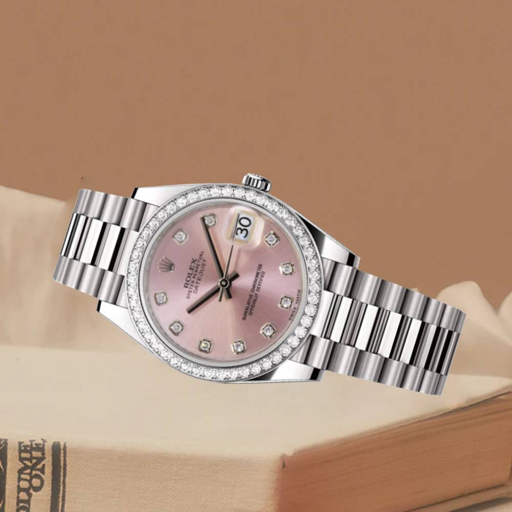 Rolex Lady-Datejust 28mm - Ref: 279136RBR pdp - Pink Diamond Dial & Diamond Bezel, Platinum Presidential Bracelet Women's Watch