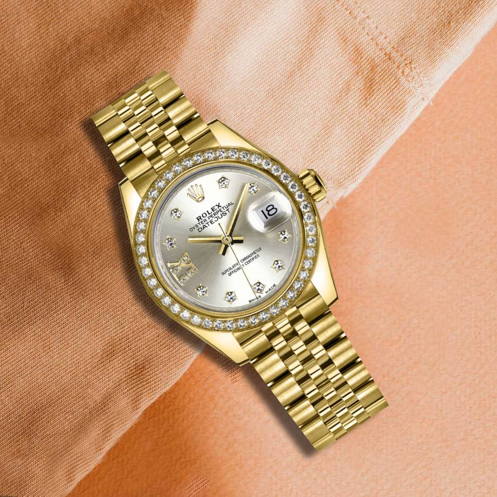 Rolex Lady Datejust 28mm - Ref: 279138rbr-0002 - Silver Dial, 18K Yellow Gold Jubilee Bracelet Women's Watch