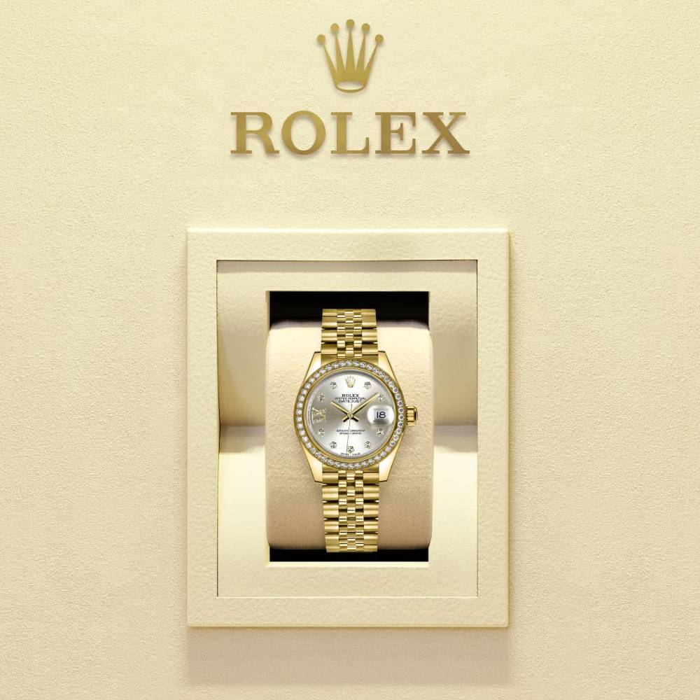 Rolex Lady Datejust 28mm - Ref: 279138rbr-0002 - Silver Dial, 18K Yellow Gold Jubilee Bracelet Women's Watch