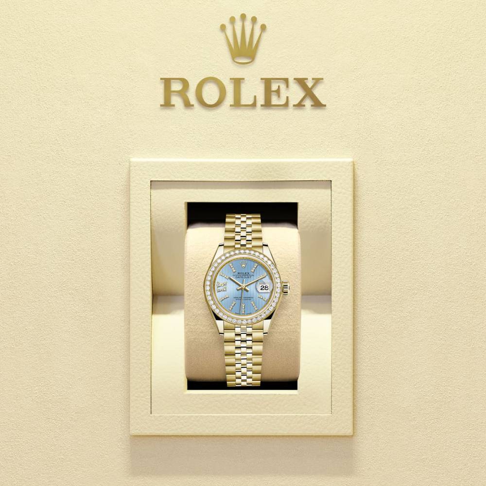 Rolex Lady Datejust 28mm - Ref: 279138rbr-0009 - Blue Dial, 18K Yellow Gold Jubilee Bracelet Women's Watch