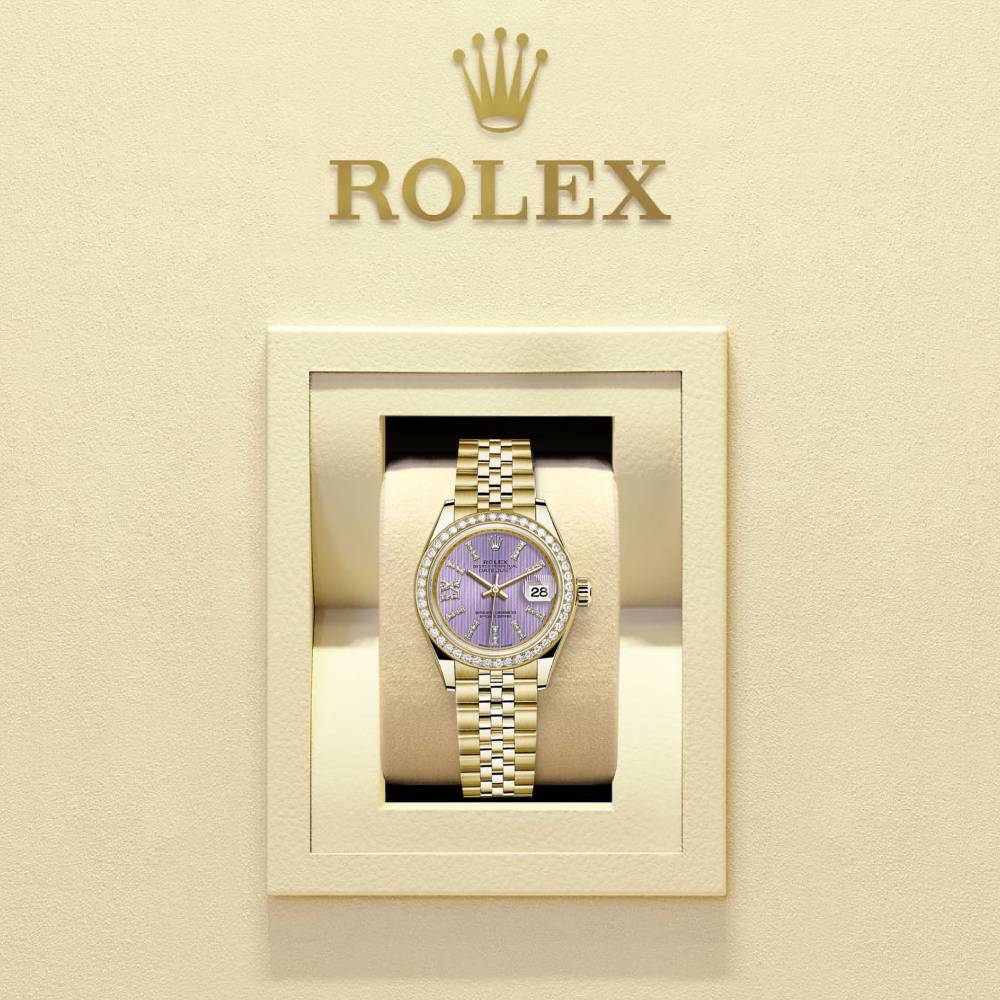 Rolex Lady Datejust 28mm - Ref: 279138rbr-0011 - Purple Dial, 18K Yellow Gold Jubilee Bracelet Women's Watch