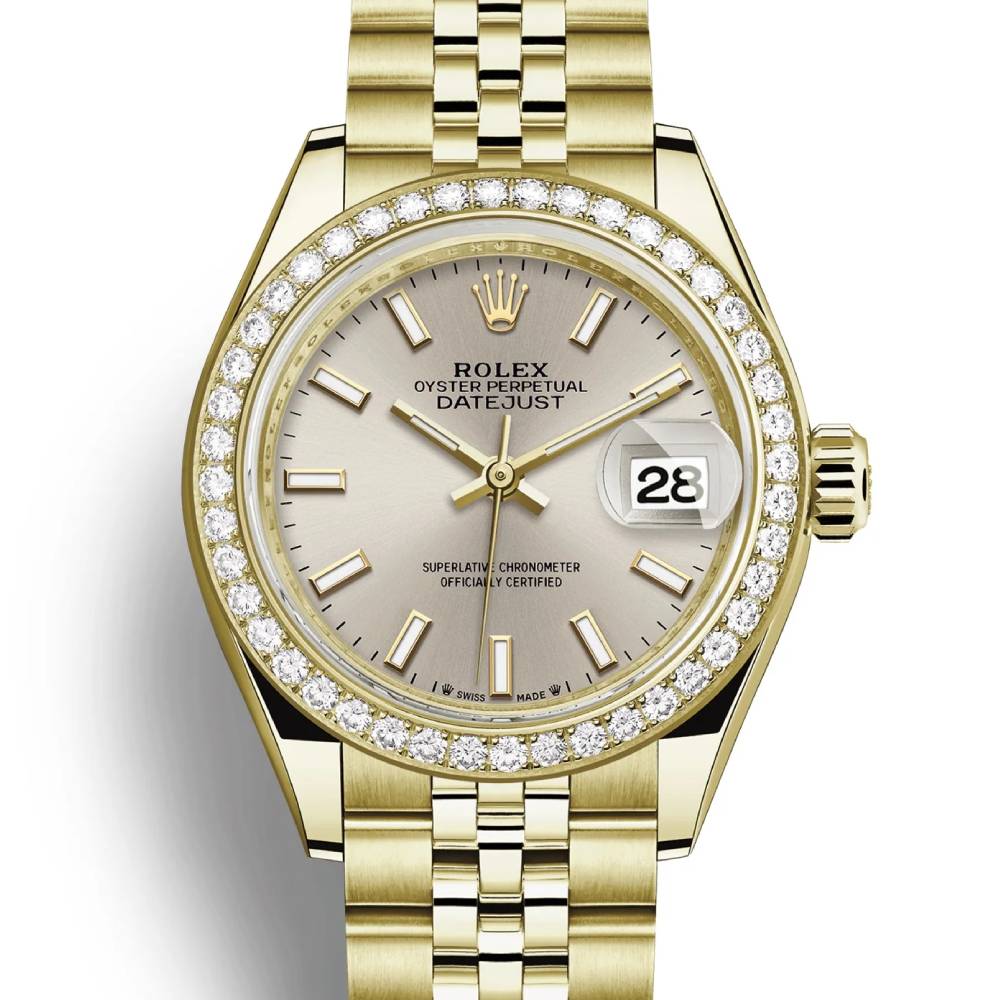 Rolex Lady Datejust 28mm - Ref: 279138rbr-0012 - Silver Dial, 18K Yellow Gold Jubilee Bracelet Women's Watch