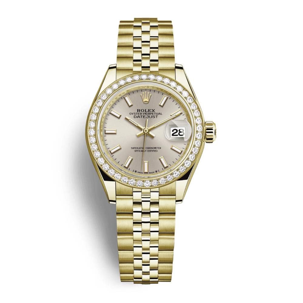 Rolex Lady Datejust 28mm - Ref: 279138rbr-0012 - Silver Dial, 18K Yellow Gold Jubilee Bracelet Women's Watch