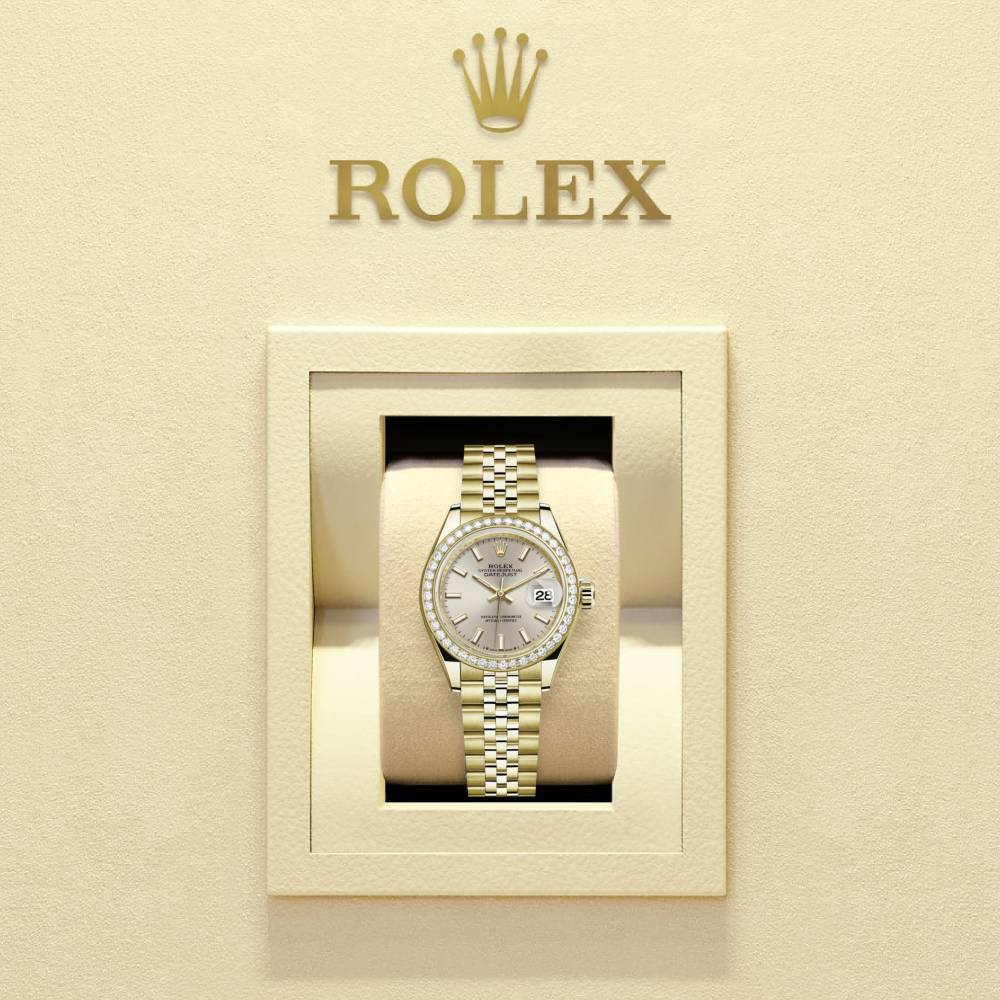 Rolex Lady Datejust 28mm - Ref: 279138rbr-0012 - Silver Dial, 18K Yellow Gold Jubilee Bracelet Women's Watch