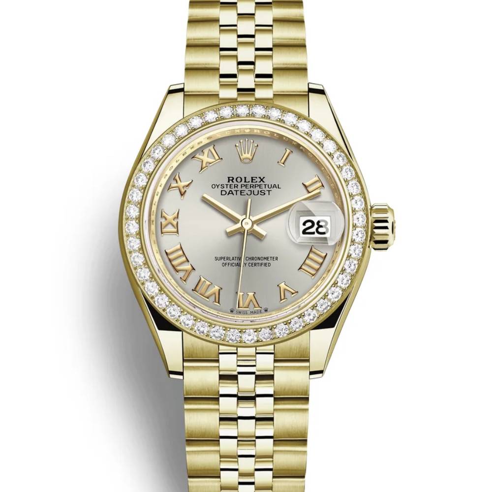 Rolex Lady Datejust 28mm - Ref: 279138rbr-0018 - Silver Dial, 18K Yellow Gold Jubilee Bracelet Women's Watch