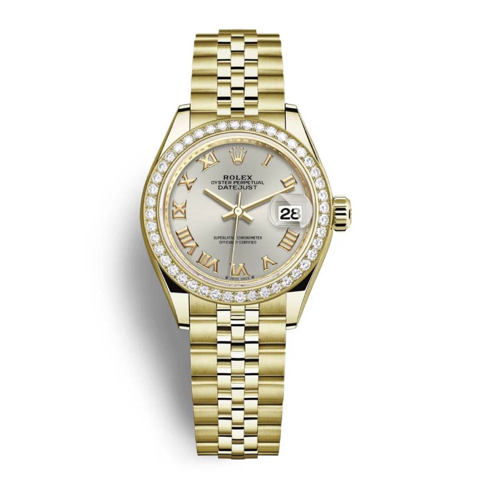 Rolex Lady Datejust 28mm - Ref: 279138rbr-0018 - Silver Dial, 18K Yellow Gold Jubilee Bracelet Women's Watch