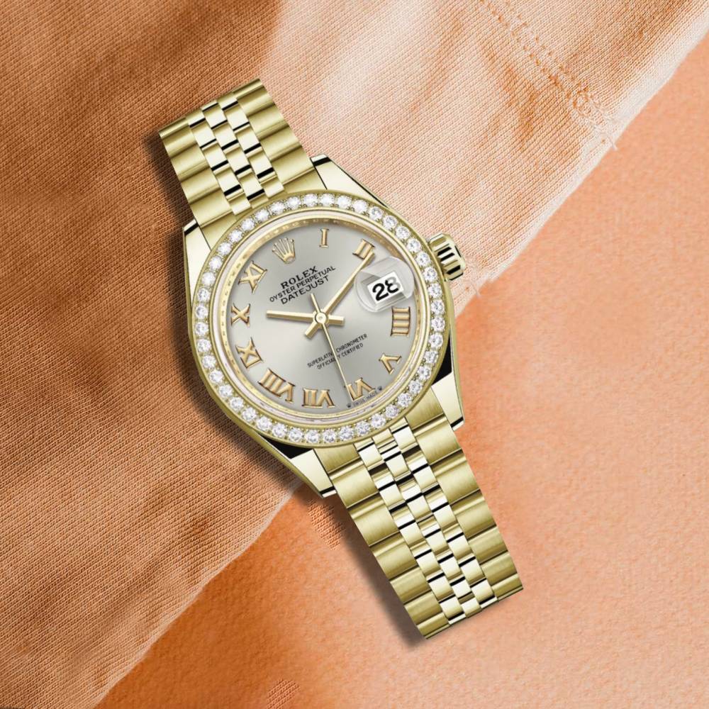 Rolex Lady Datejust 28mm - Ref: 279138rbr-0018 - Silver Dial, 18K Yellow Gold Jubilee Bracelet Women's Watch