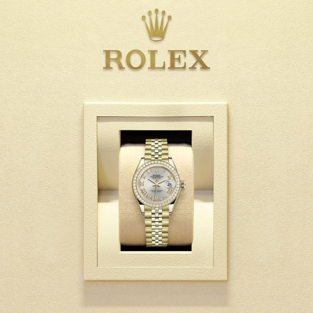 Rolex Lady Datejust 28mm - Ref: 279138rbr-0018 - Silver Dial, 18K Yellow Gold Jubilee Bracelet Women's Watch