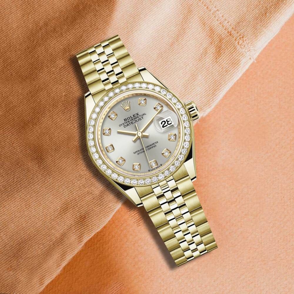 Rolex Lady Datejust 28mm - Ref: 279138rbr-0020 - Silver Dial, 18K Yellow Gold Jubilee Bracelet Women's Watch