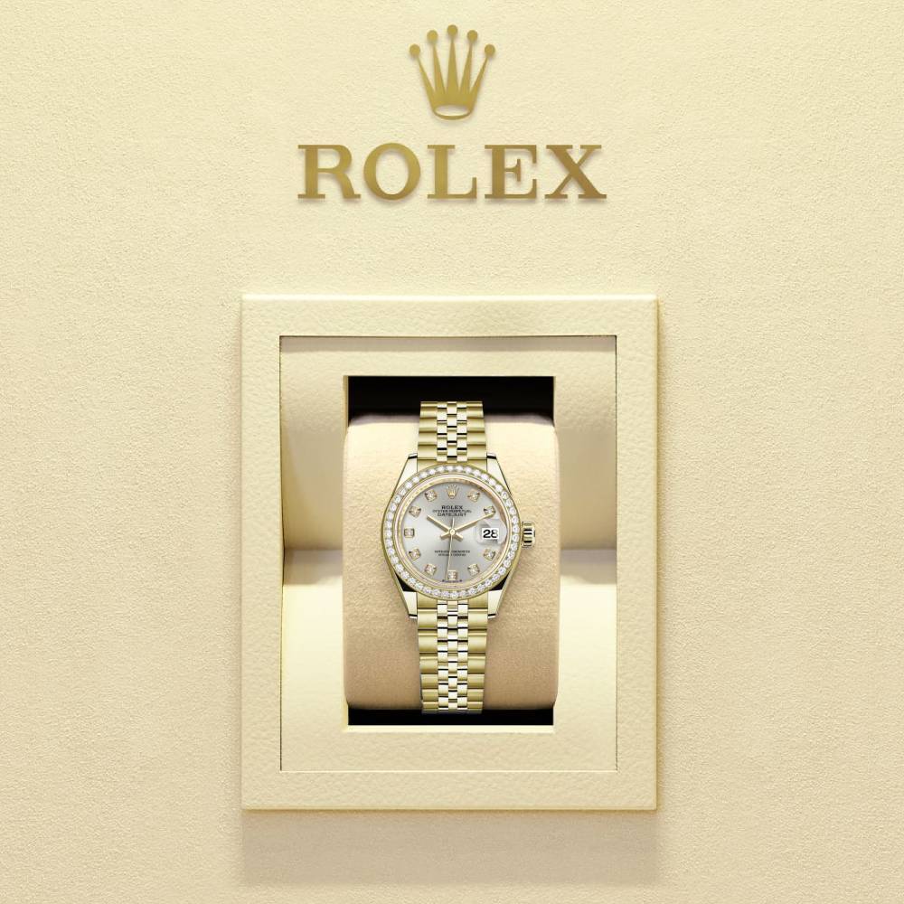 Rolex Lady Datejust 28mm - Ref: 279138rbr-0020 - Silver Dial, 18K Yellow Gold Jubilee Bracelet Women's Watch