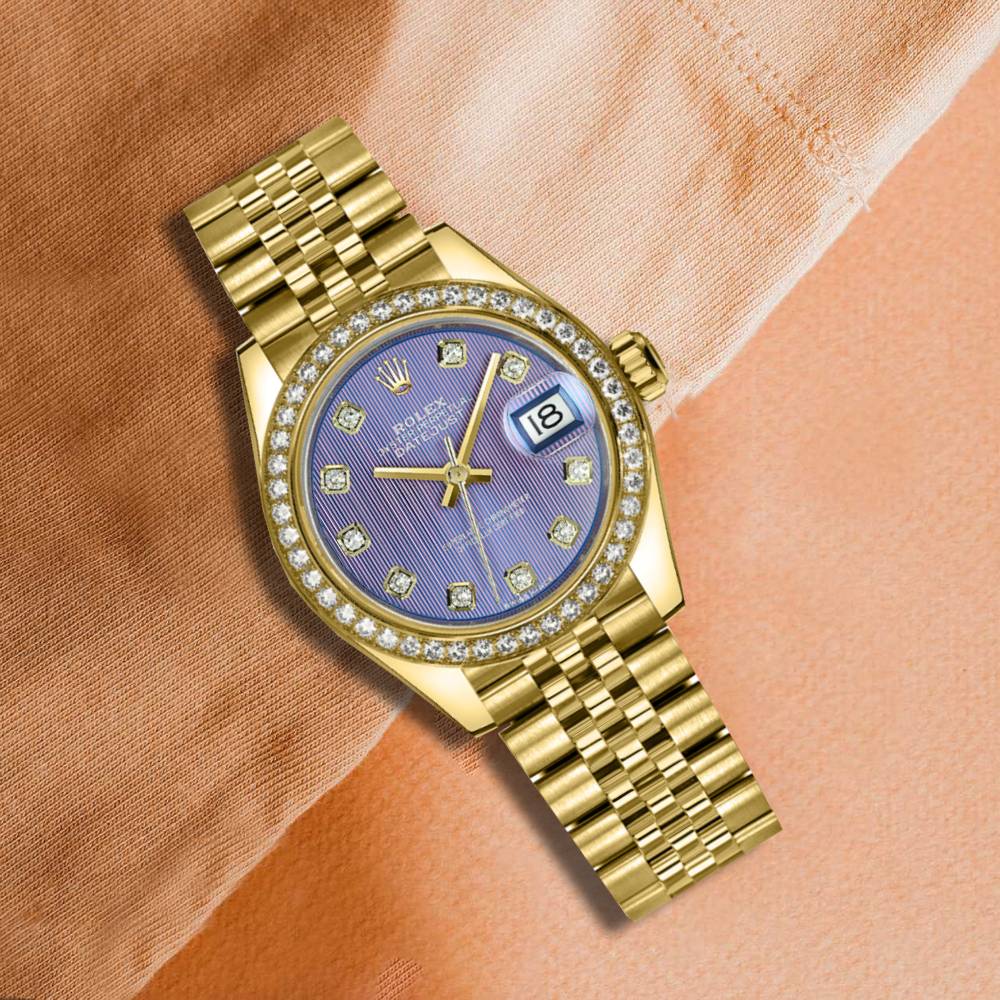 Rolex Lady Datejust 28mm - Ref: 279138rbr-0028 - Purple Dial, 18K Yellow Gold Jubilee Bracelet Women's Watch