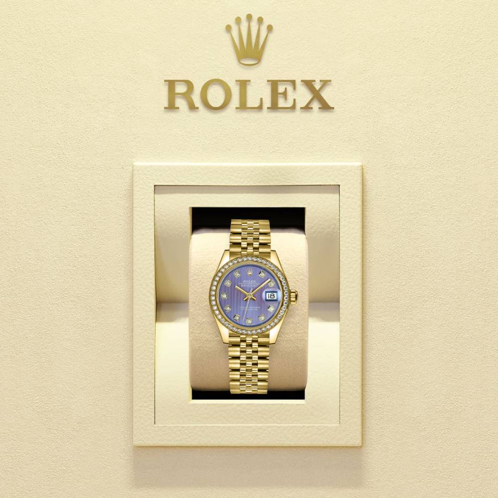 Rolex Lady Datejust 28mm - Ref: 279138rbr-0028 - Purple Dial, 18K Yellow Gold Jubilee Bracelet Women's Watch