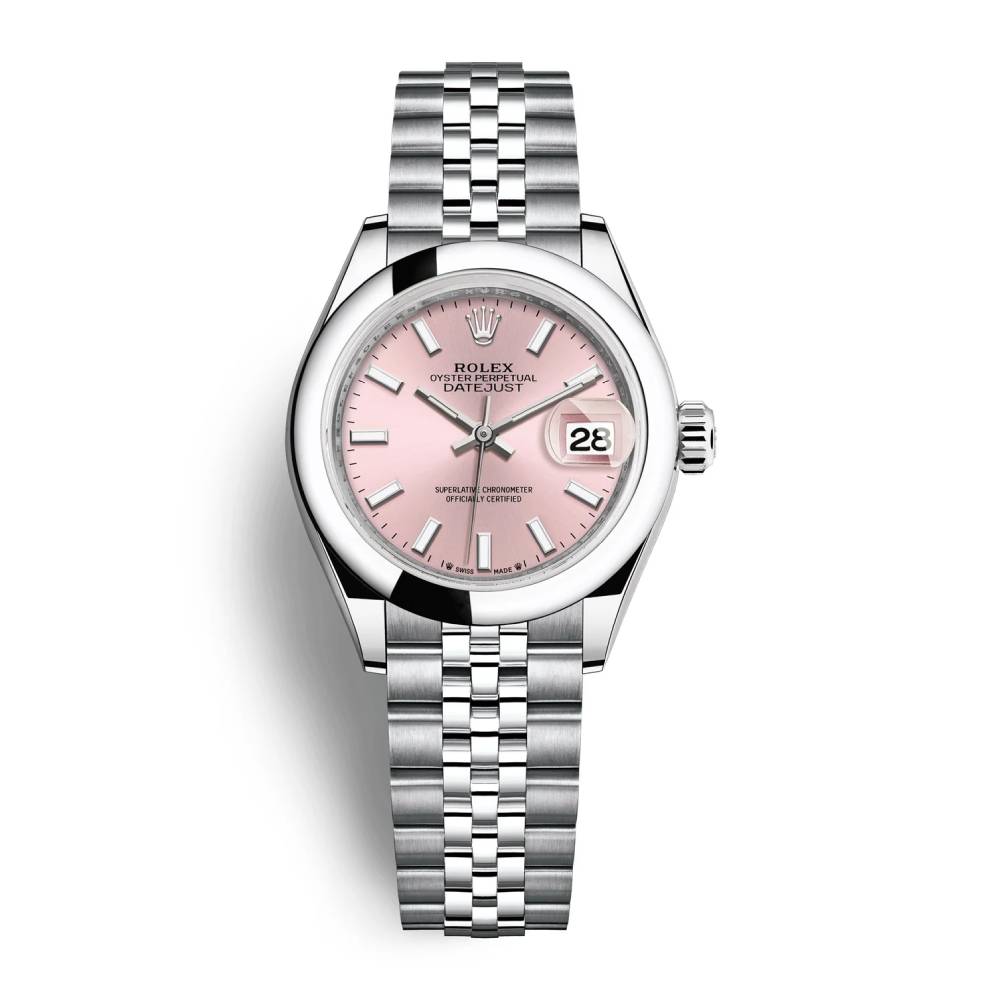 Rolex Lady-Datejust 28mm - Ref: 279160-0001 - Pink Stick Dial, Stainless Steel Jubilee Bracelet Women's Watch