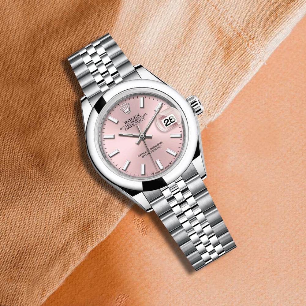 Rolex Lady-Datejust 28mm - Ref: 279160-0001 - Pink Stick Dial, Stainless Steel Jubilee Bracelet Women's Watch