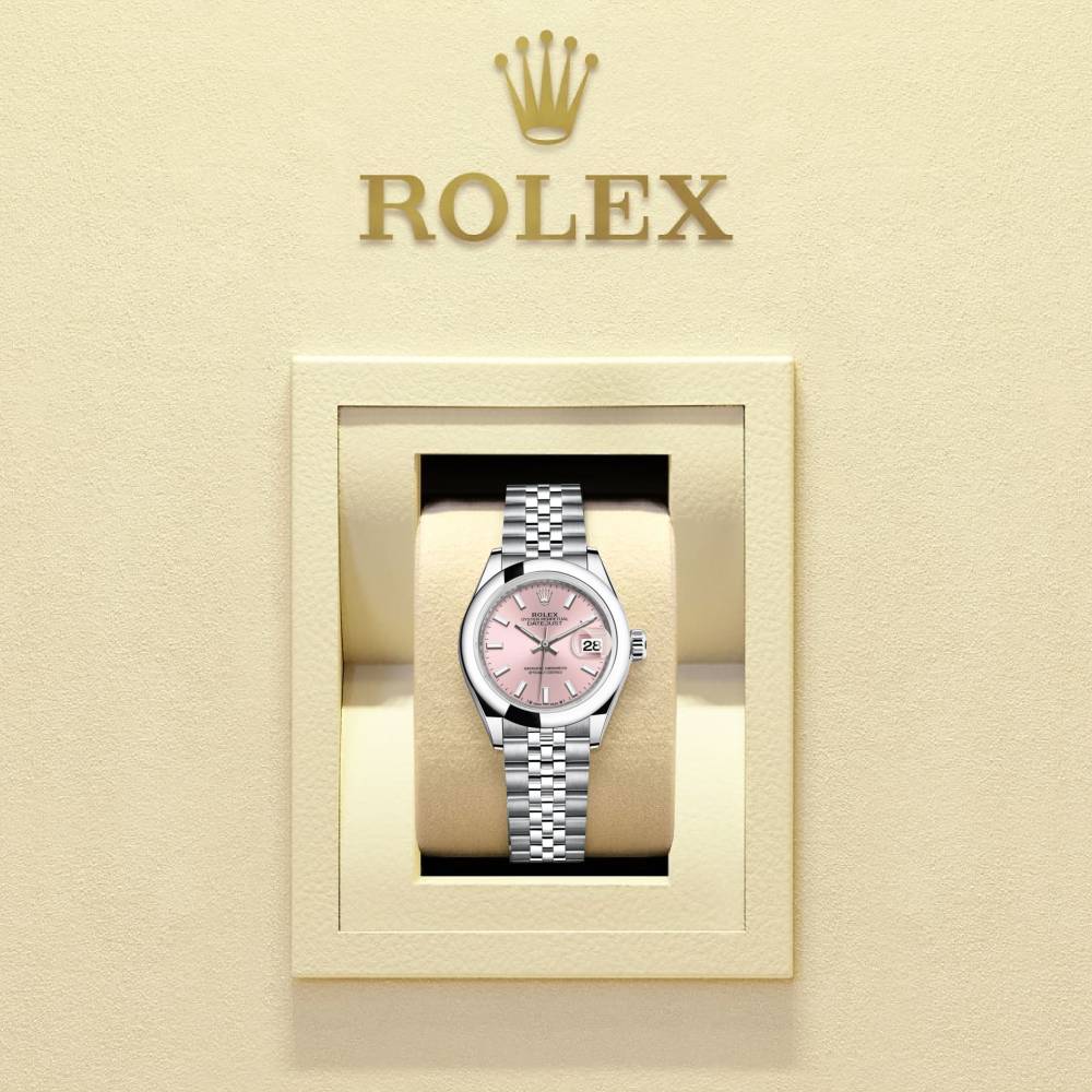 Rolex Lady-Datejust 28mm - Ref: 279160-0001 - Pink Stick Dial, Stainless Steel Jubilee Bracelet Women's Watch