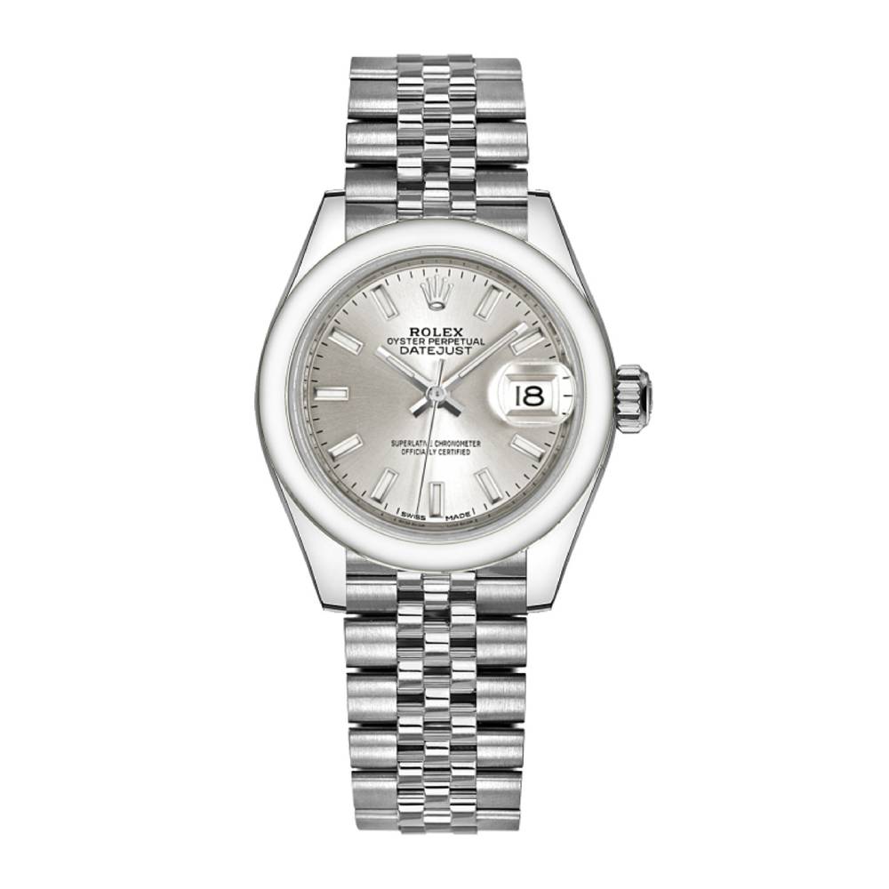 Rolex Lady-Datejust 28mm - Ref: 279160-0005 - Silver Stick Dial, Stainless Steel Jubilee Bracelet Women's Watch