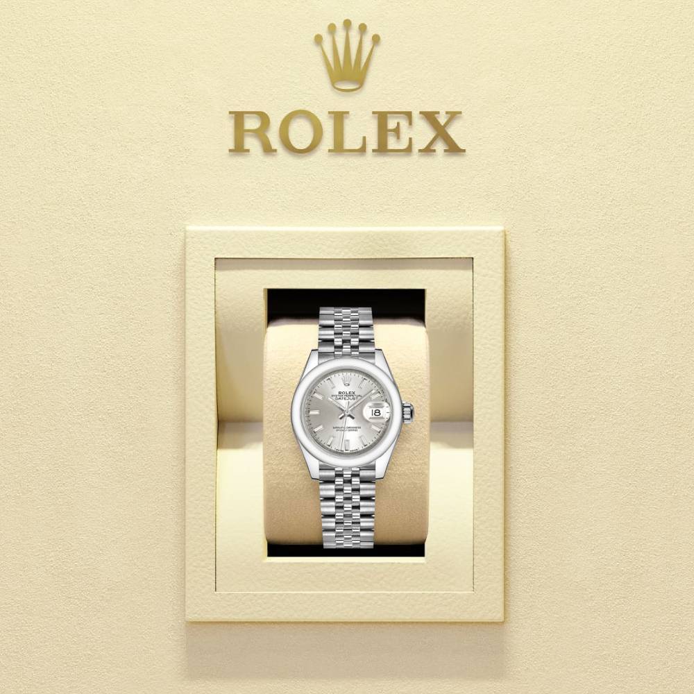 Rolex Lady-Datejust 28mm - Ref: 279160-0005 - Silver Stick Dial, Stainless Steel Jubilee Bracelet Women's Watch