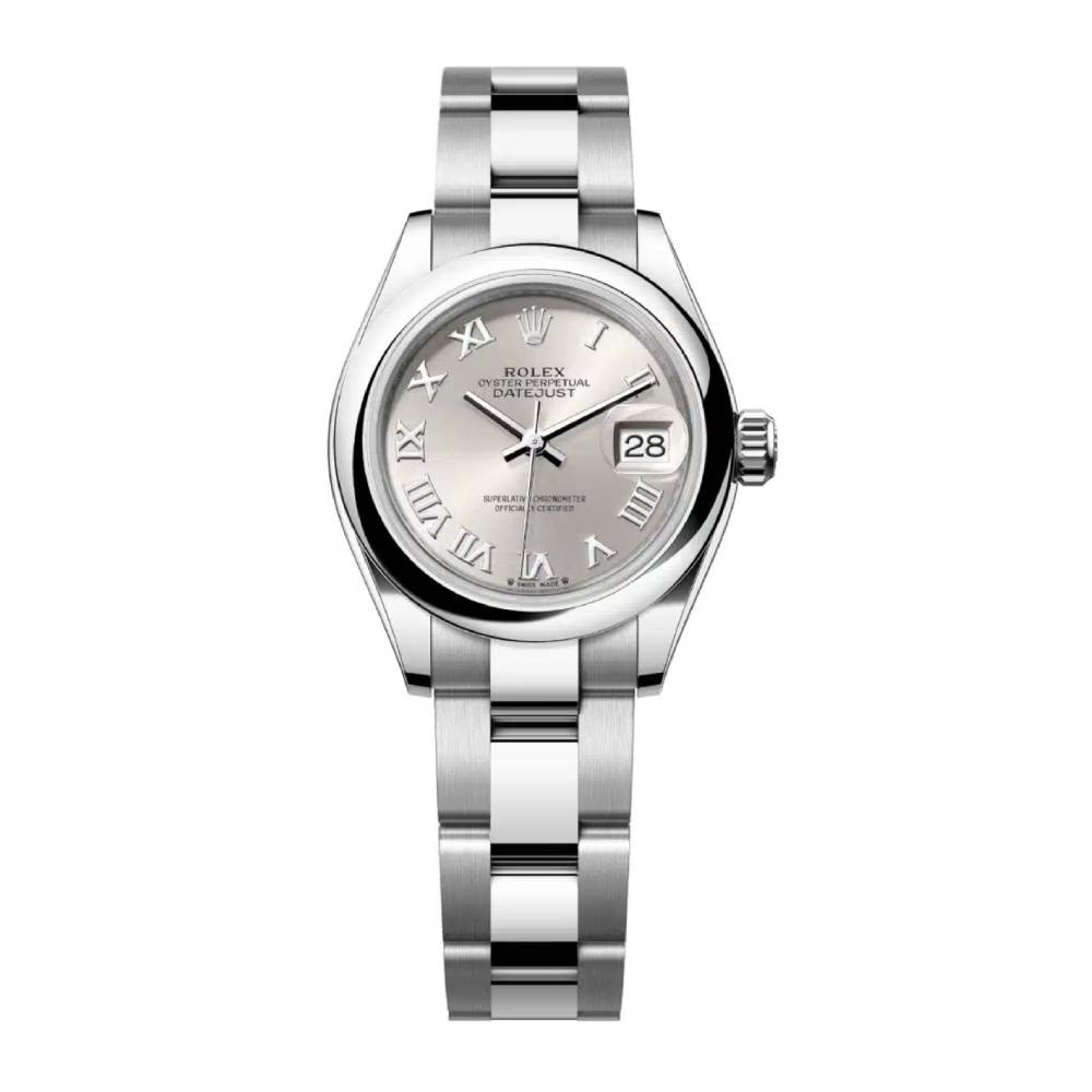 Rolex Lady-Datejust 28mm - Ref: 279160-0008 - Silver Roman Dial, Stainless Steel Oyster Bracelet Women's Watch