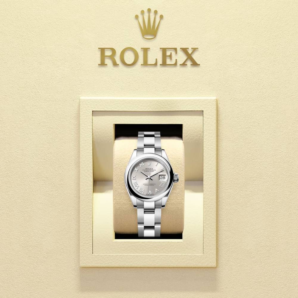 Rolex Lady-Datejust 28mm - Ref: 279160-0008 - Silver Roman Dial, Stainless Steel Oyster Bracelet Women's Watch