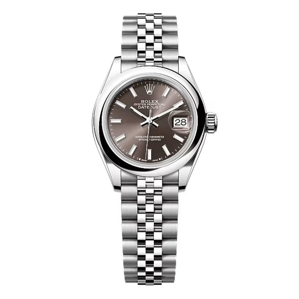 Rolex Lady-Datejust 28mm - Ref: 279160-0009 - Grey Stick Dial, Stainless Steel Jubilee Bracelet Women's Watch