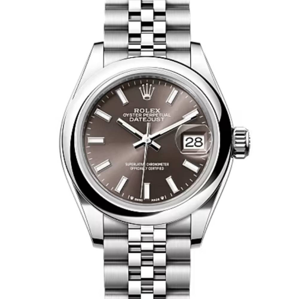 Rolex Lady-Datejust 28mm - Ref: 279160-0009 - Grey Stick Dial, Stainless Steel Jubilee Bracelet Women's Watch