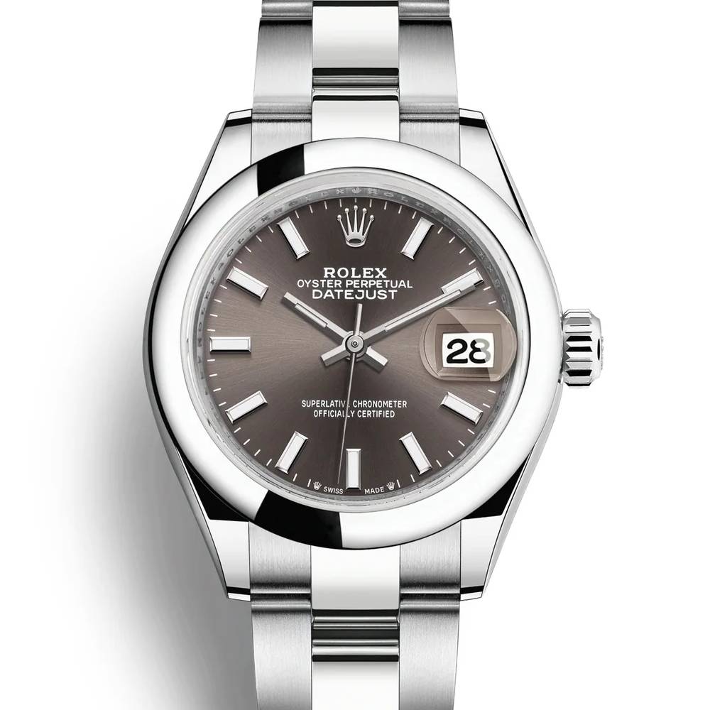 Rolex Lady-Datejust 28mm - Ref: 279160-0010 - Grey Stick Dial, Stainless Steel Oyster Bracelet Women's Watch