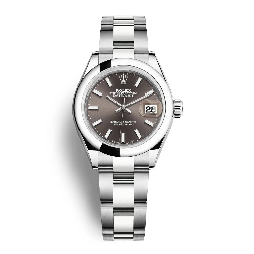 Rolex Lady-Datejust 28mm - Ref: 279160-0010 - Grey Stick Dial, Stainless Steel Oyster Bracelet Women's Watch