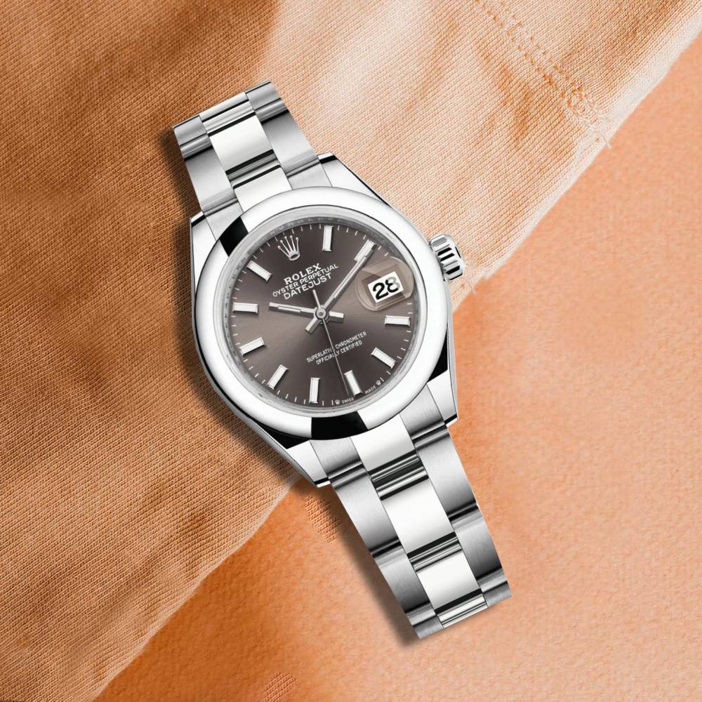 Rolex Lady-Datejust 28mm - Ref: 279160-0010 - Grey Stick Dial, Stainless Steel Oyster Bracelet Women's Watch