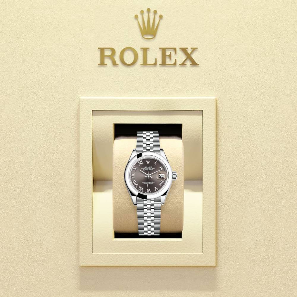 Rolex Lady-Datejust 28mm - Ref: 279160-0011 - Grey Roman Dial, Stainless Steel Jubilee Bracelet Women's Watch