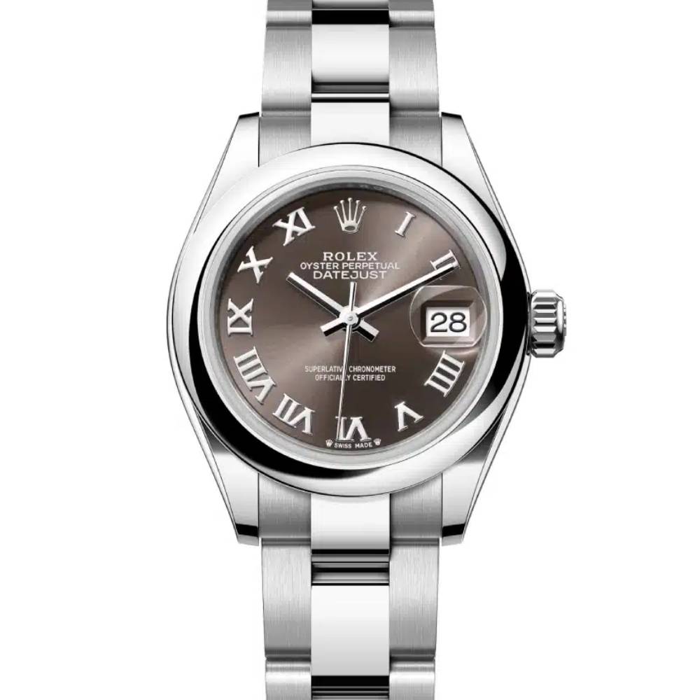 Rolex Lady-Datejust 28mm - Ref: 279160-0012 - Grey Roman Dial, Stainless Steel Oyster Bracelet Women's Watch