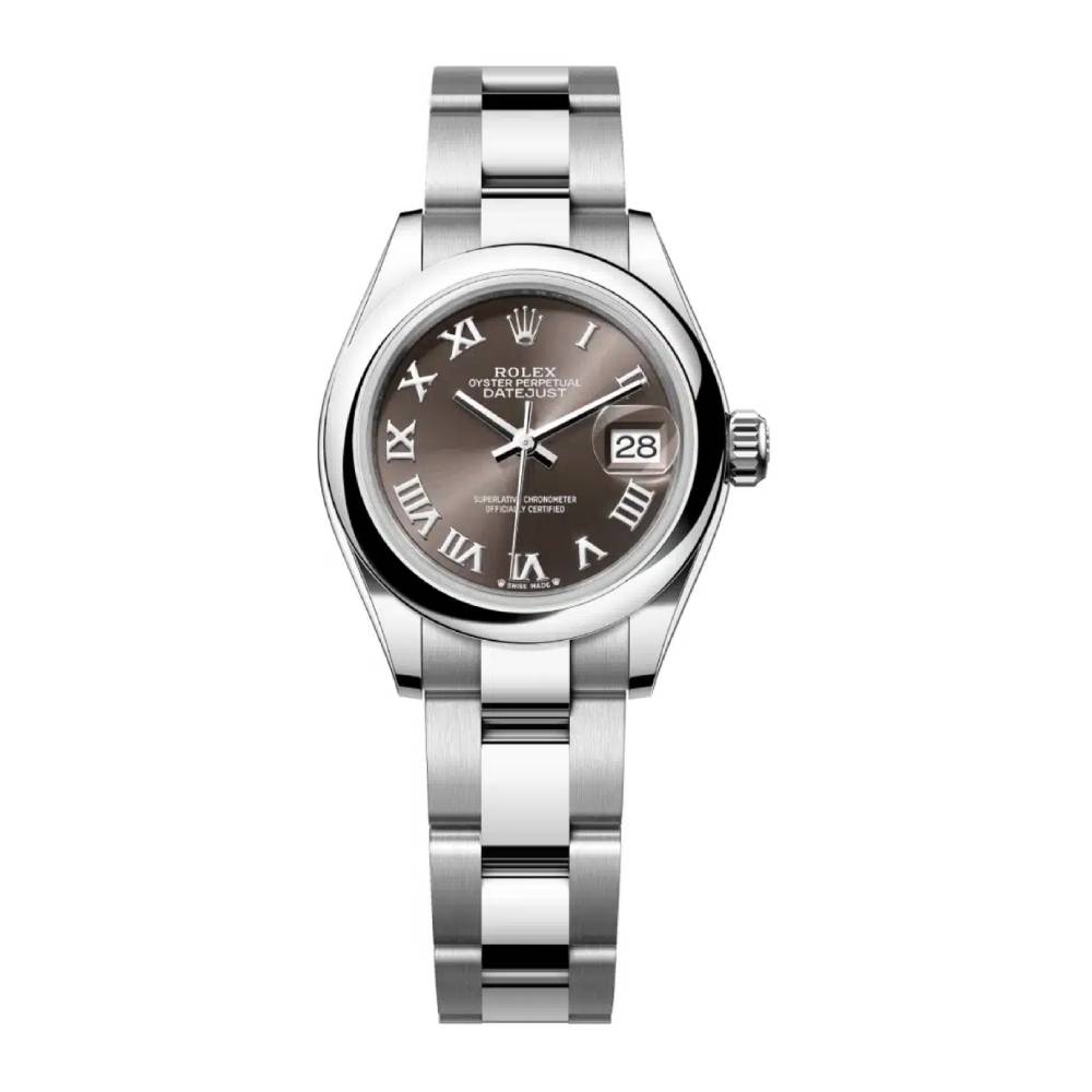 Rolex Lady-Datejust 28mm - Ref: 279160-0012 - Grey Roman Dial, Stainless Steel Oyster Bracelet Women's Watch