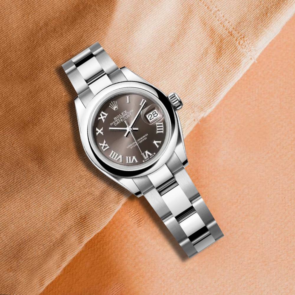 Rolex Lady-Datejust 28mm - Ref: 279160-0012 - Grey Roman Dial, Stainless Steel Oyster Bracelet Women's Watch