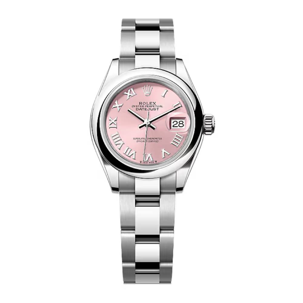 Rolex Lady-Datejust 28mm - Ref: 279160-0014 - Pink Roman Dial, Stainless Steel Oyster Bracelet Women's Watch