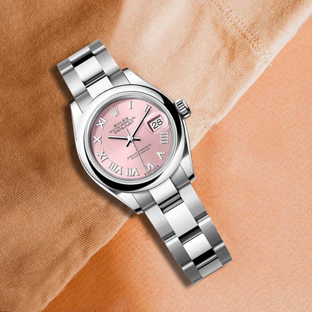 Rolex Lady-Datejust 28mm - Ref: 279160-0014 - Pink Roman Dial, Stainless Steel Oyster Bracelet Women's Watch