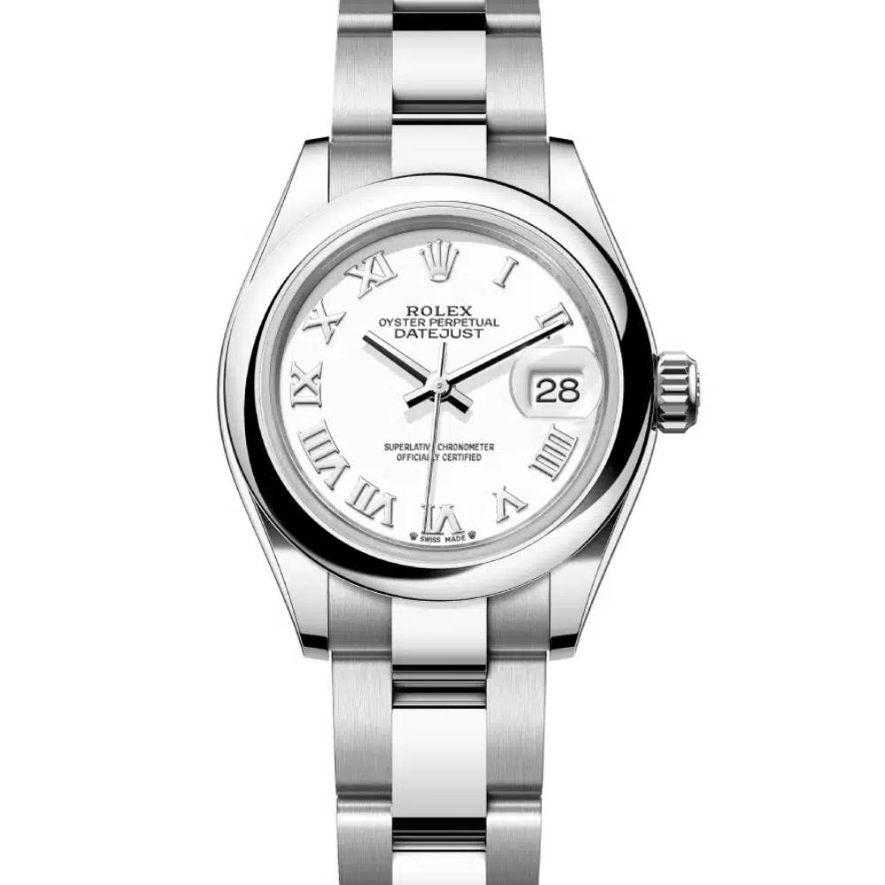 Rolex Lady-Datejust 28mm - Ref: 279160-0016 - White Roman Dial, Stainless Steel Oyster Bracelet Women's Watch