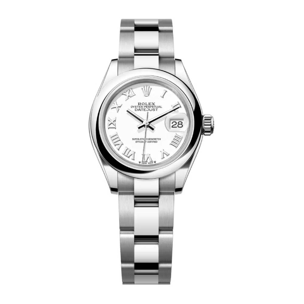 Rolex Lady-Datejust 28mm - Ref: 279160-0016 - White Roman Dial, Stainless Steel Oyster Bracelet Women's Watch