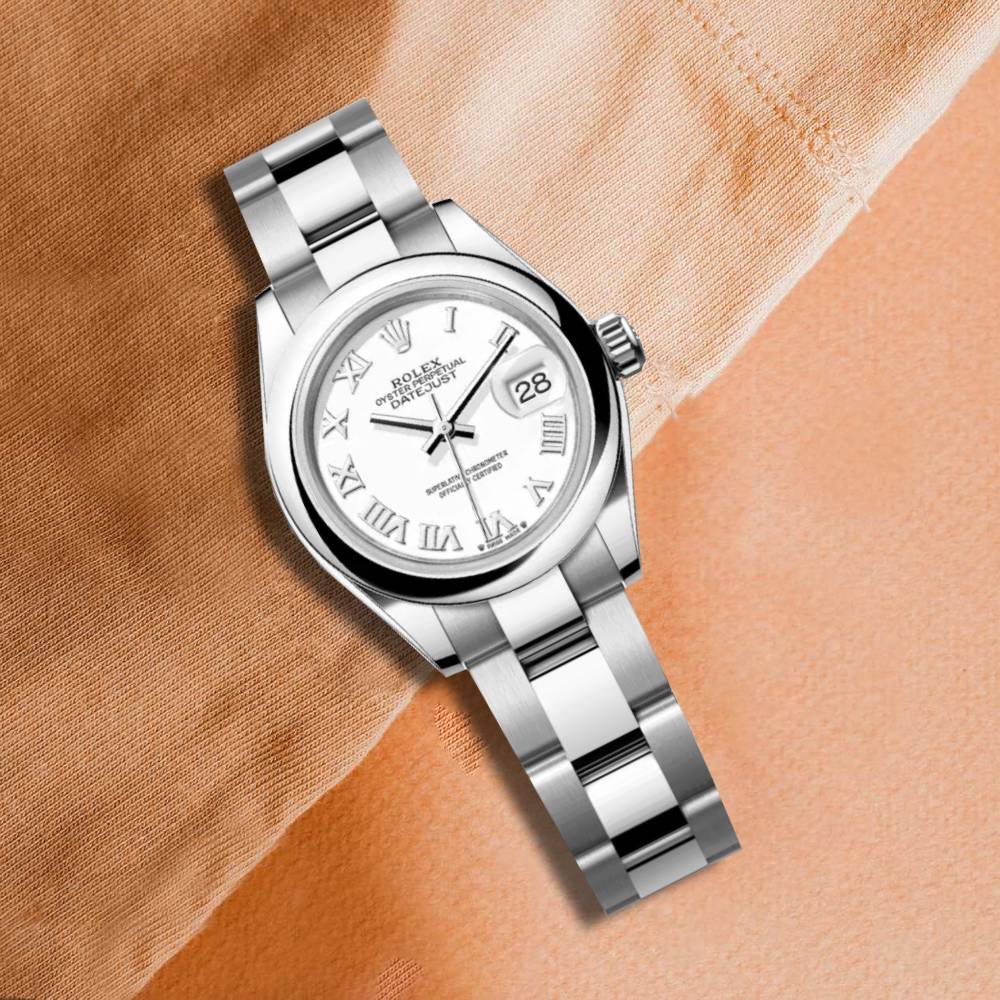 Rolex Lady-Datejust 28mm - Ref: 279160-0016 - White Roman Dial, Stainless Steel Oyster Bracelet Women's Watch