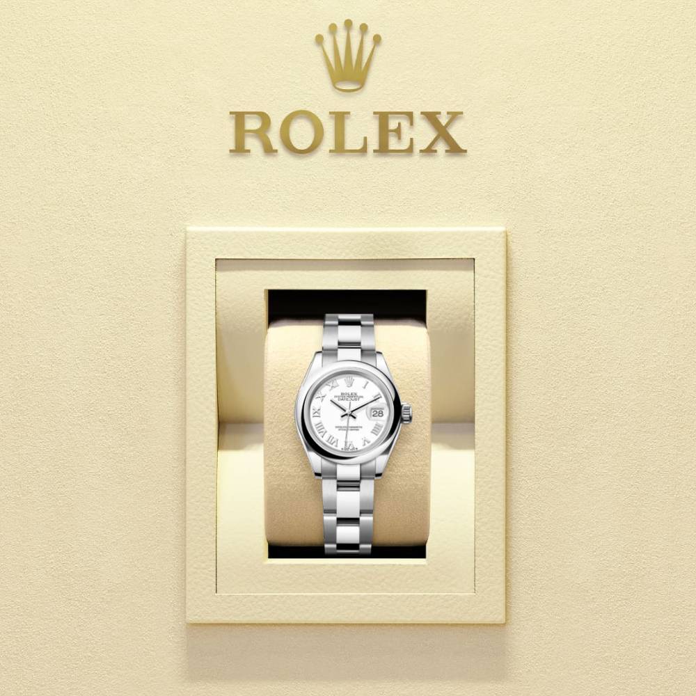 Rolex Lady-Datejust 28mm - Ref: 279160-0016 - White Roman Dial, Stainless Steel Oyster Bracelet Women's Watch