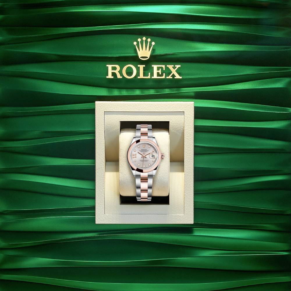 Rolex Lady-Datejust 28mm - Ref: 279161-0019 - Sundust Diamond Dial, Two Tone Stainless Steel & 18K Rose Gold Oyster Bracelet Women's Watch