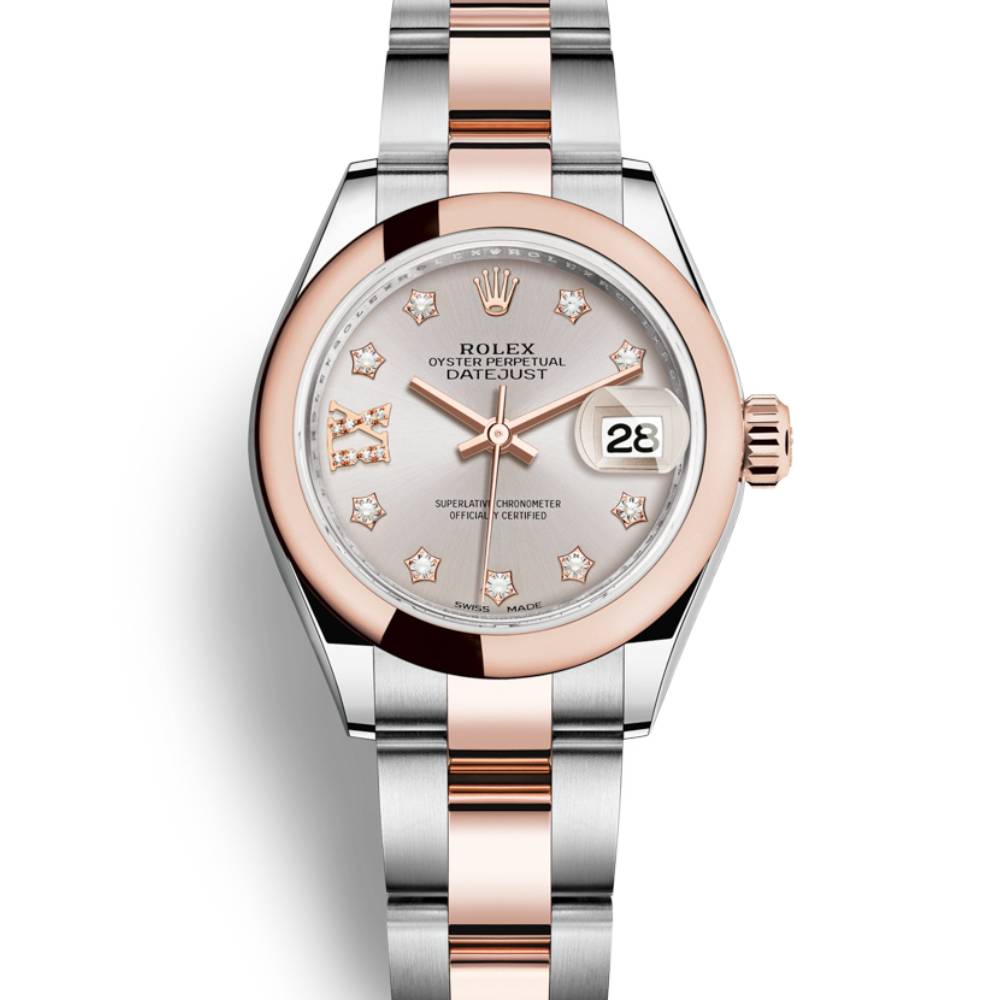 Rolex Lady-Datejust 28mm - Ref: 279161-0019 - Sundust Diamond Dial, Two Tone Stainless Steel & 18K Rose Gold Oyster Bracelet Women's Watch