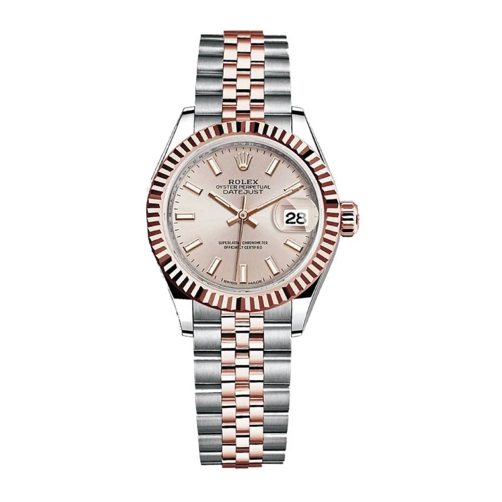 Rolex Lady-Datejust 28mm - Ref: 279171-0001 - Sundust Stick Dial, Two Tone Stainless Steel & 18K Rose Gold Jubilee Bracelet Women's Watch