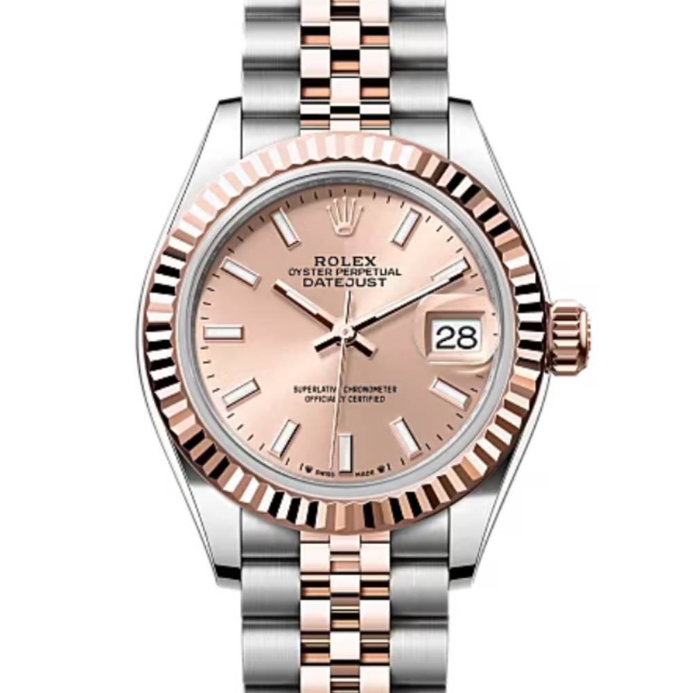 Rolex Lady-Datejust 28mm - Ref: 279171-0023 - Rose Stick Dial, Two Tone Stainless Steel & 18K Rose Gold Jubilee Bracelet Women's Watch