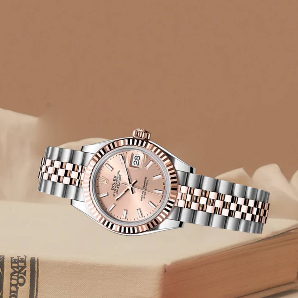 Rolex Lady-Datejust 28mm - Ref: 279171-0023 - Rose Stick Dial, Two Tone Stainless Steel & 18K Rose Gold Jubilee Bracelet Women's Watch